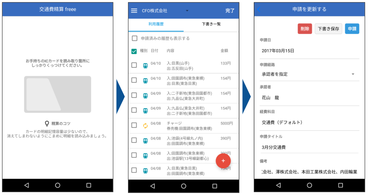 ICカードから乗降履歴を自動取得する新アプリ「交通費精算 freee」