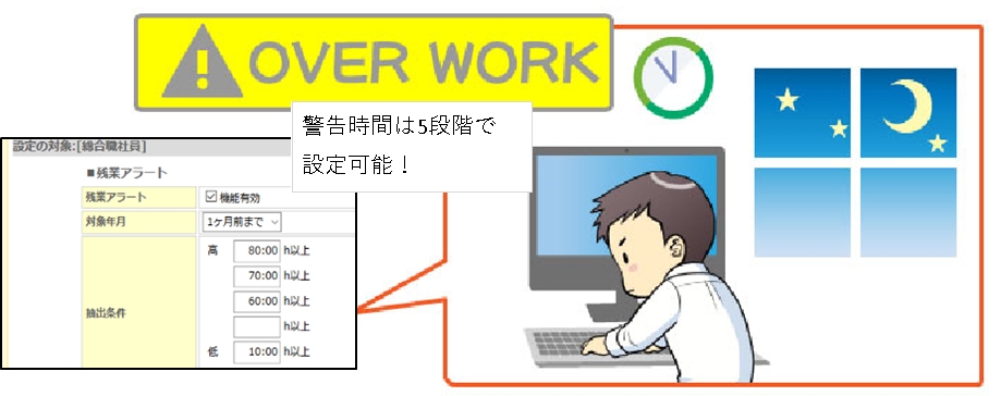 残業時間の警告機能追加：勤怠管理システム「ICタイムレコーダー」