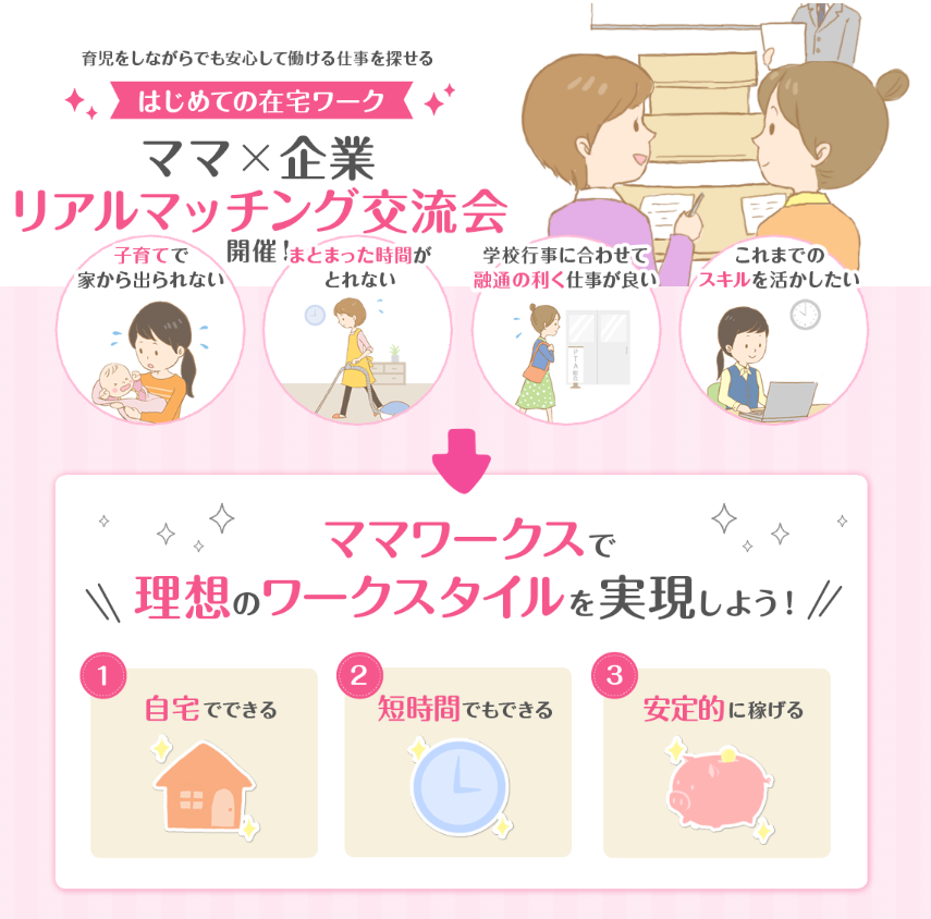 はじめての在宅ワーク、抱える不安を解決、ママ×企業「リアルマッチング交流会」