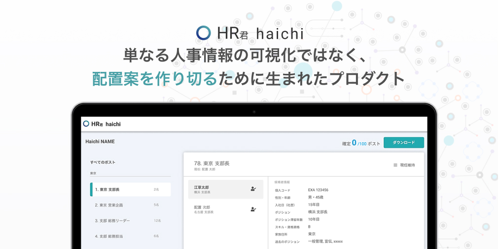 戦略的な人員配置計画を、AIが立案。エクサウィザーズ、「HR君haichi」提供開始
