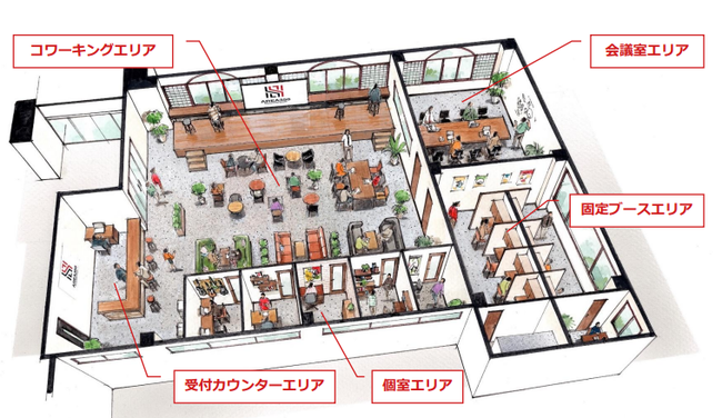 埼玉県北部最大のシェアオフィス「AREA358」、2022年1月開業
